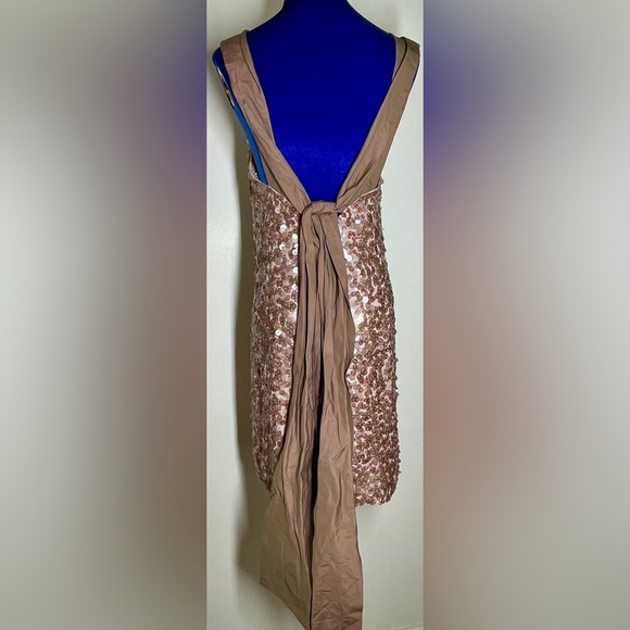 BCBG | Sequined Cocktail/Party Dress | Open Back | Taffeta Bow | Size 2 - Picture 4 of 5